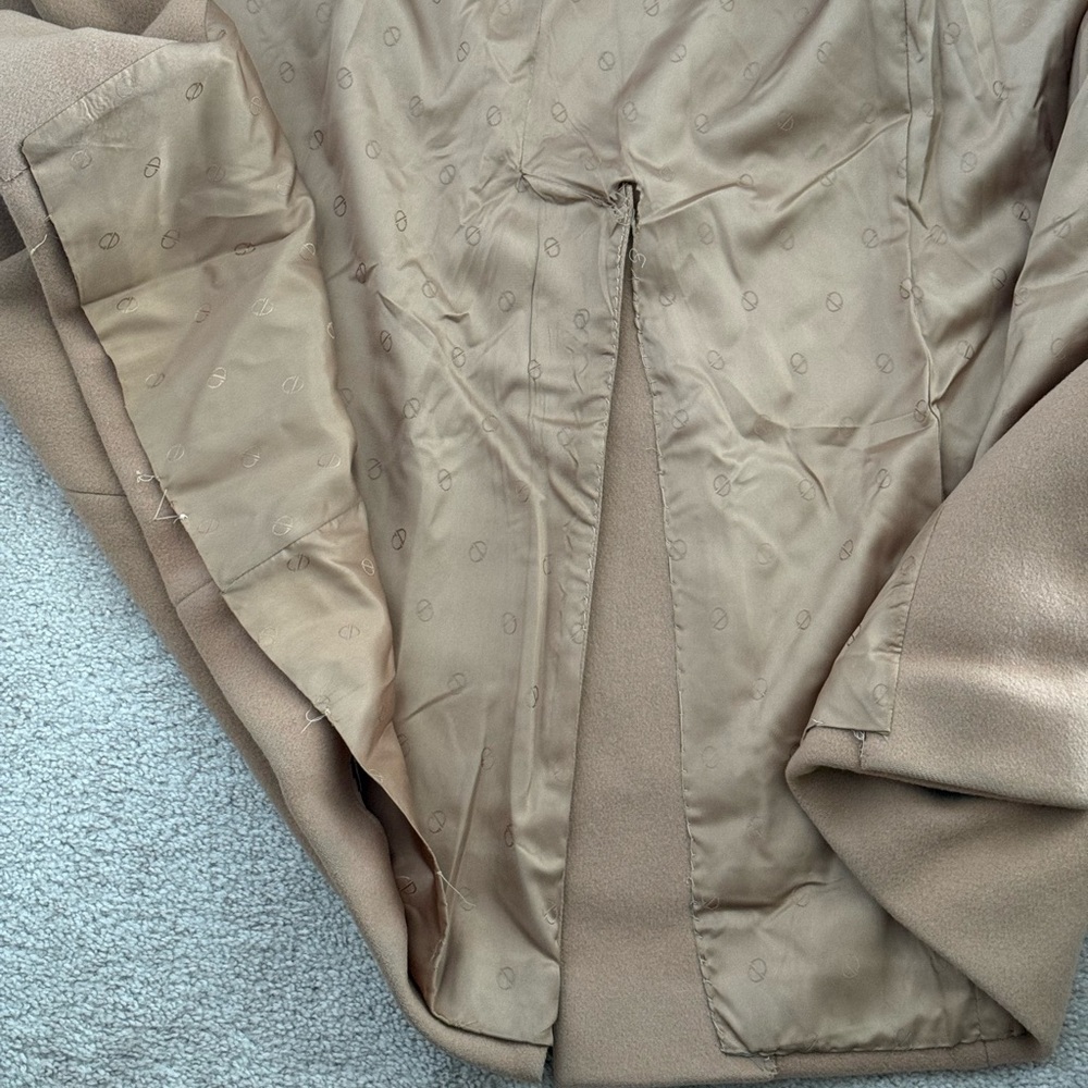 Vintage Christian Dior long overcoat M/L double breasted long brown tan camel - Picture 5 of 11